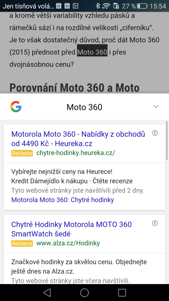 Google Chrome vyhledávání 2