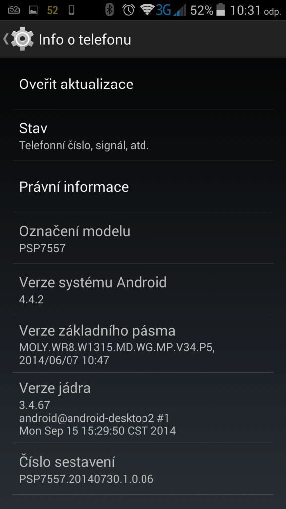 Prestigio Grace systém Android 4.4.2 2