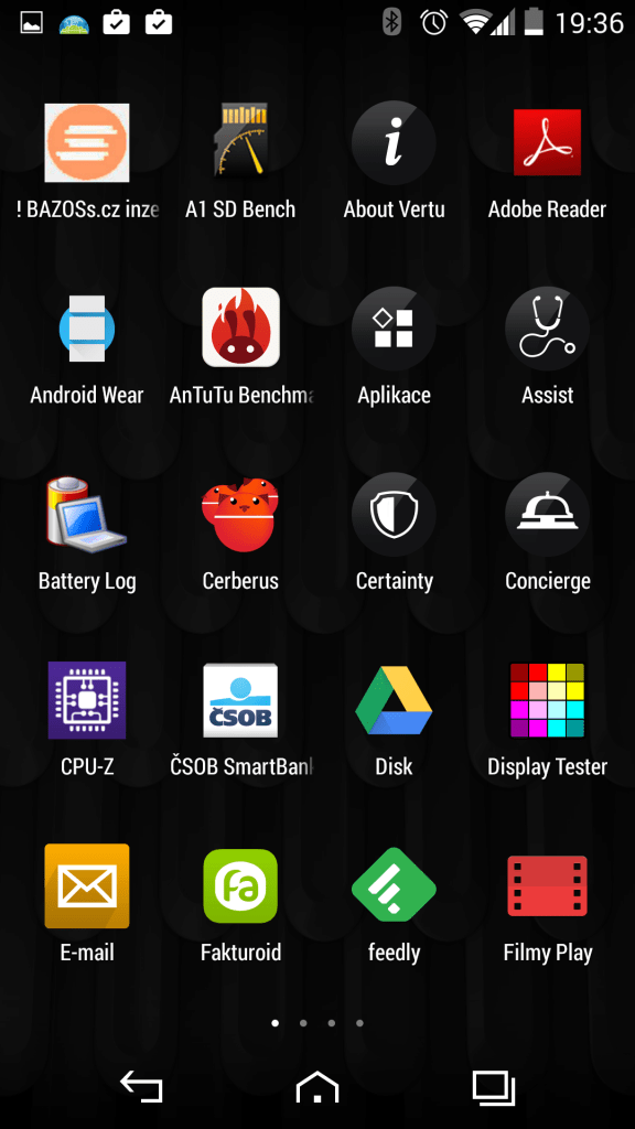 Vertu Aster prostředí systému Android 3