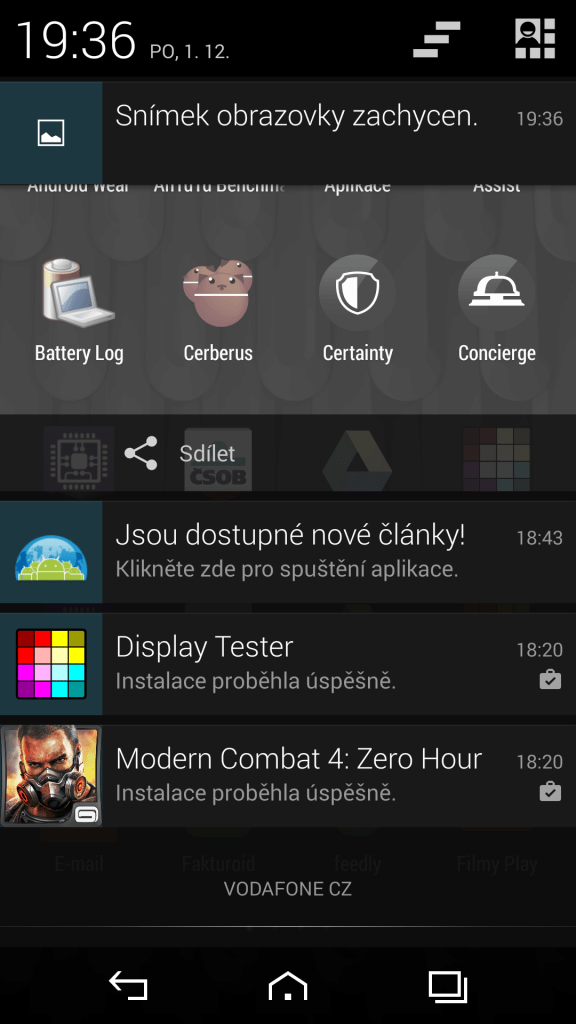 Vertu Aster prostředí systému Android 4