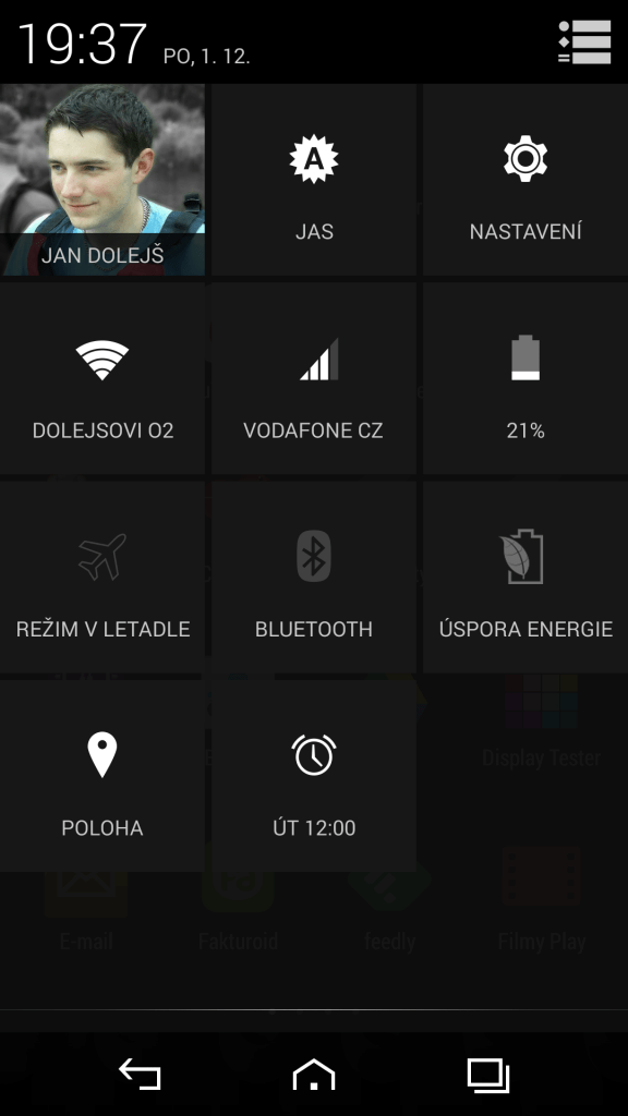 Vertu Aster prostředí systému Android 5