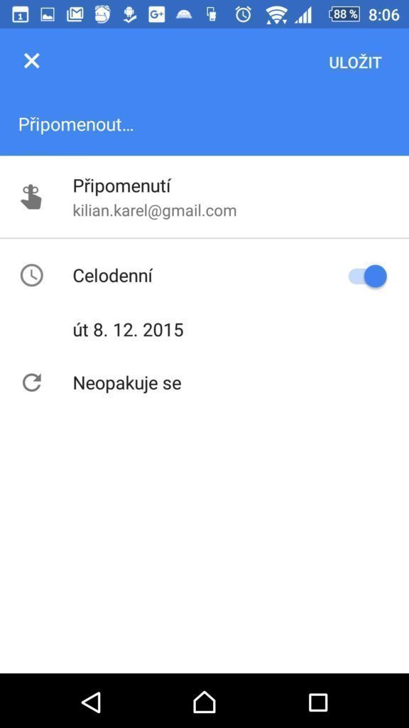 Vytvoření nového připomenutí