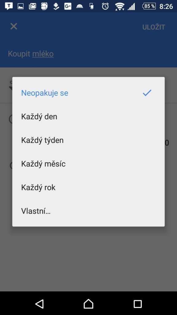 Možnosti nastavení opakování