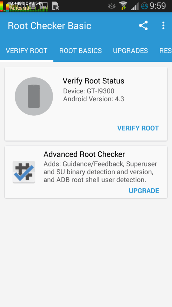 Kontrola práv roota pomocí aplikace Root Checker