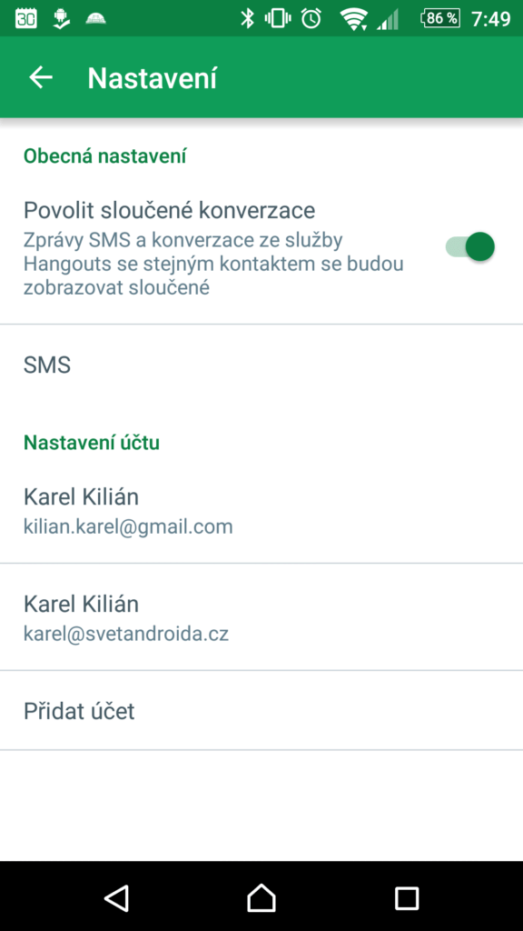 Designová změna nastavení