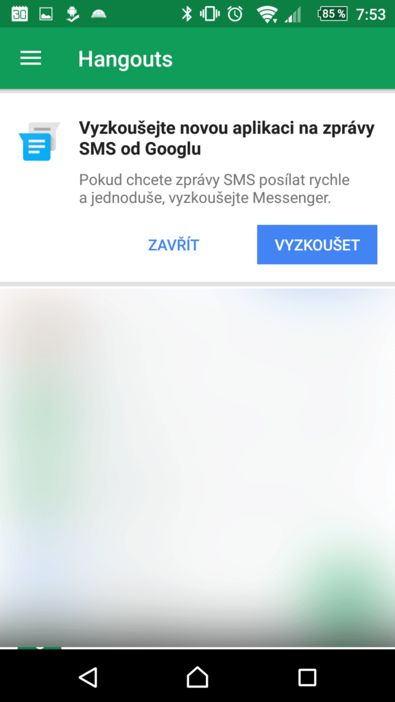 Nabídka ke stažení aplikace Google Messenger