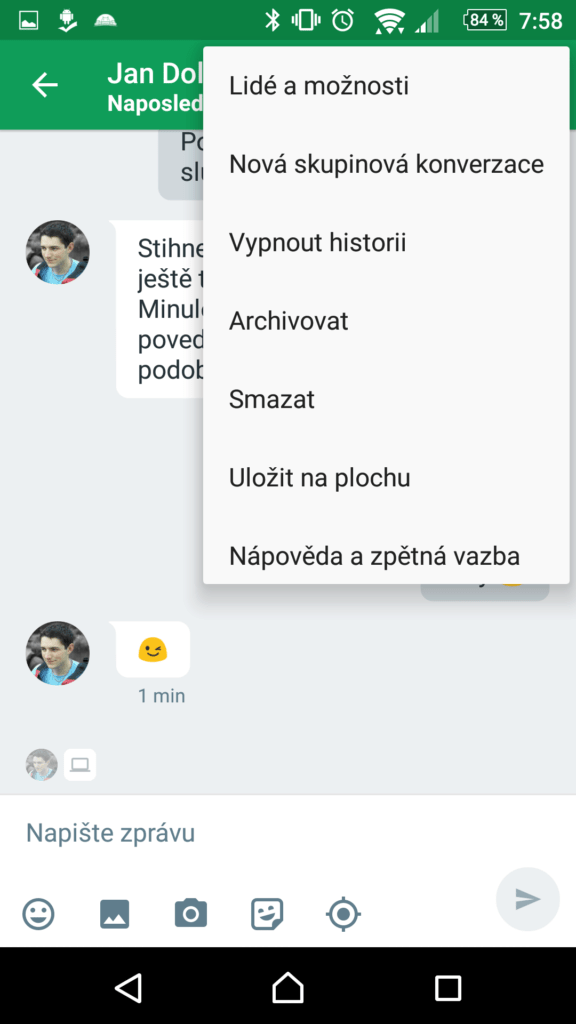 Uložení zástupce konverzace