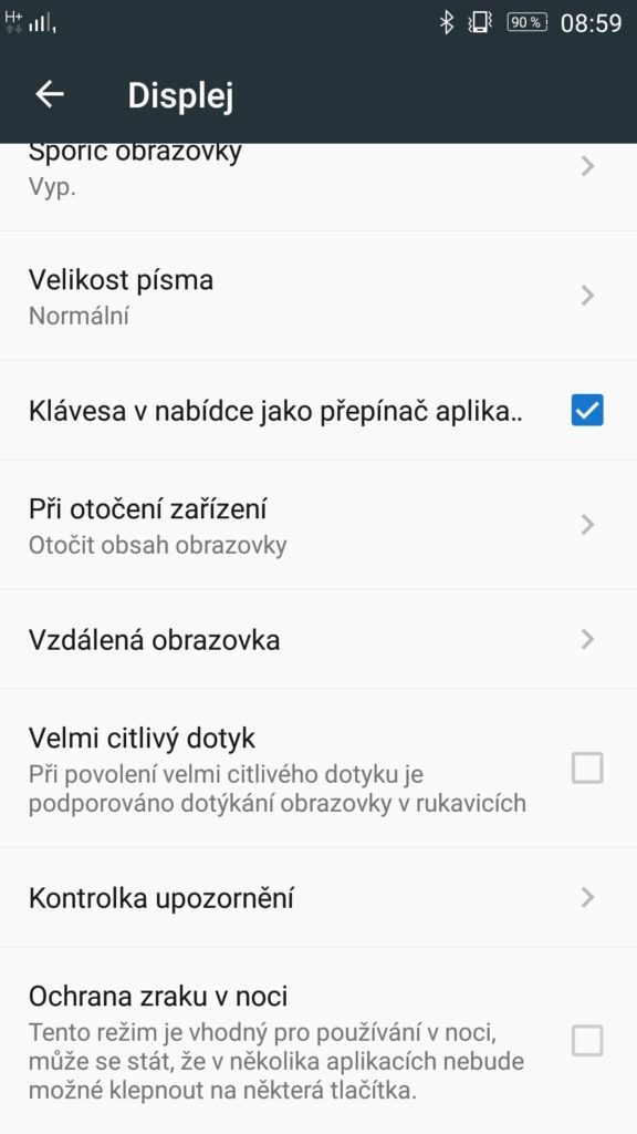 Lenovo Vibe X3 nastavení displej