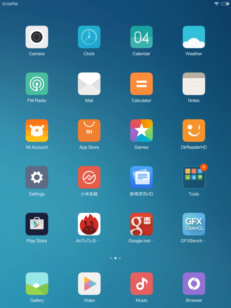 Xiaomi Mi Pad 2 systém 1