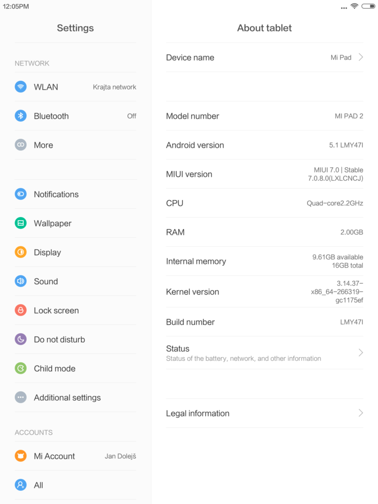 Xiaomi Mi Pad 2 systém 4