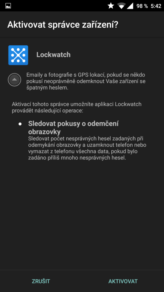 lockwatch android aplikace zabezpeční 1