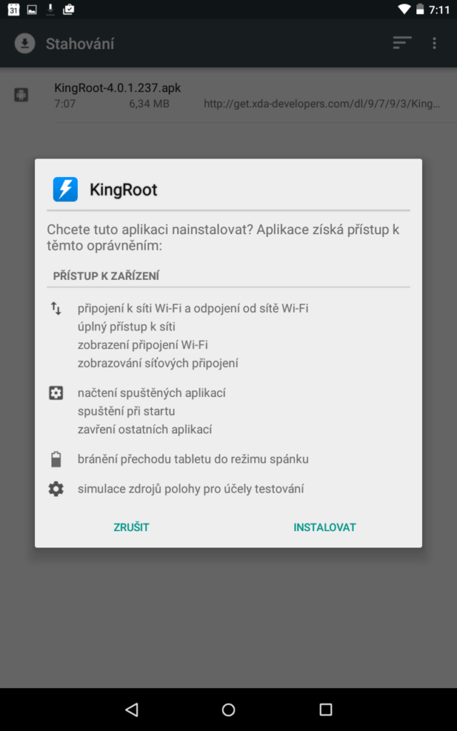 Instalace aplikace KingRoot