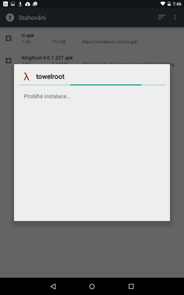 Instalace nástroje towelroot