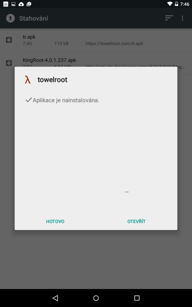 Instalace nástroje towelroot