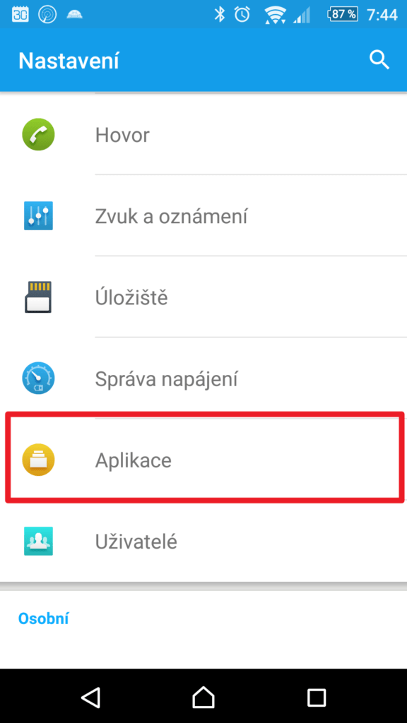 Sekce Aplikace