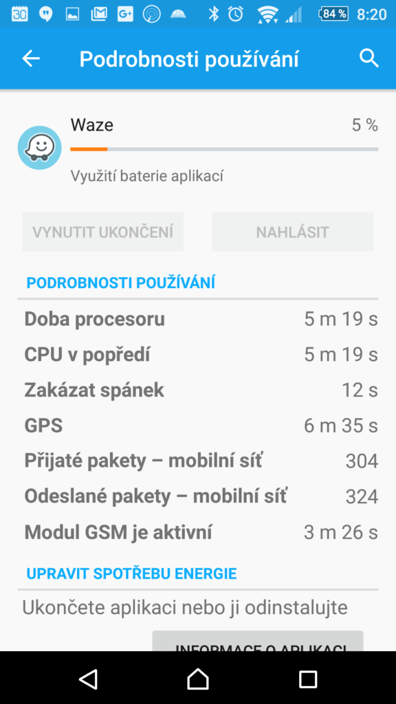 Statistiky baterie