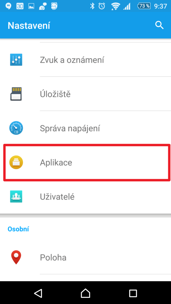 Sekce Aplikace