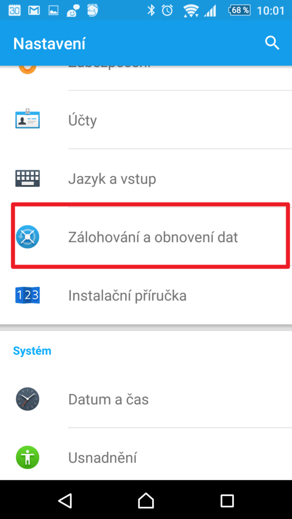 Zálohování a obnovení dat