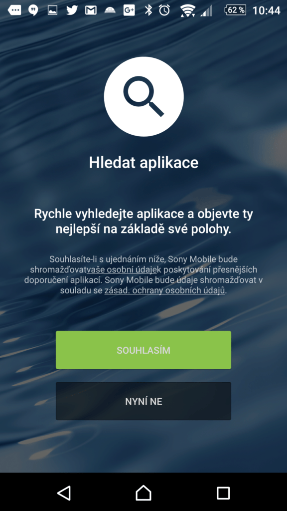 Místo aplikací vyhledávání