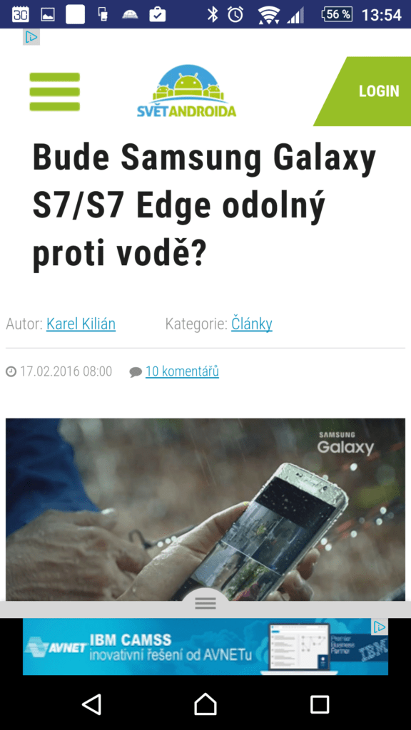 Zobrazení webu v aplikaci