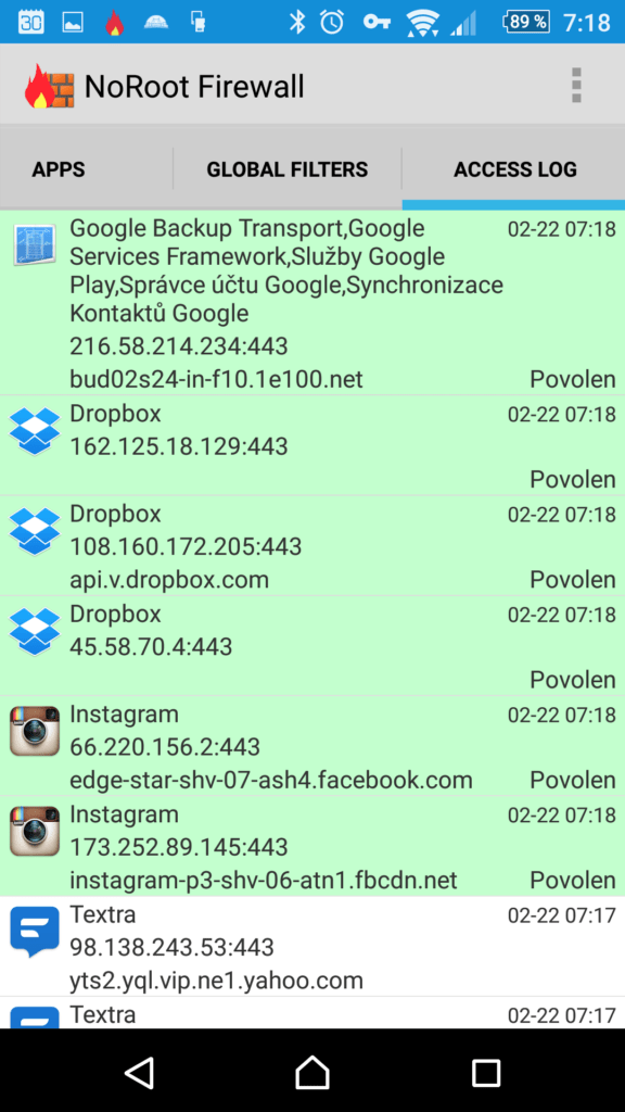 Záznam o činnosti firewallu
