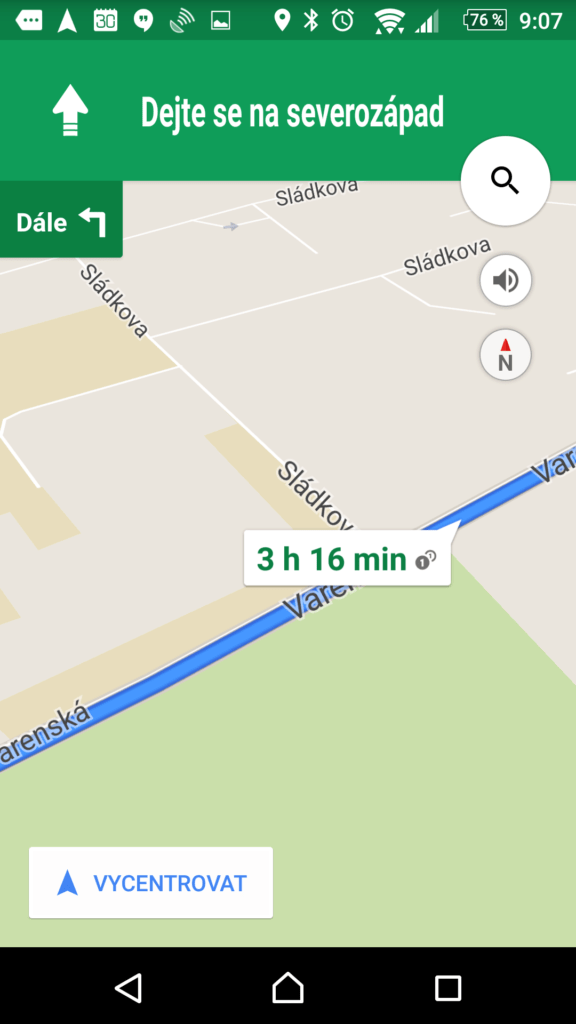Tím jste spustili navigaci