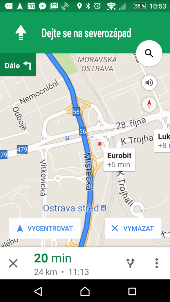 Čerpací stanice v protisměru