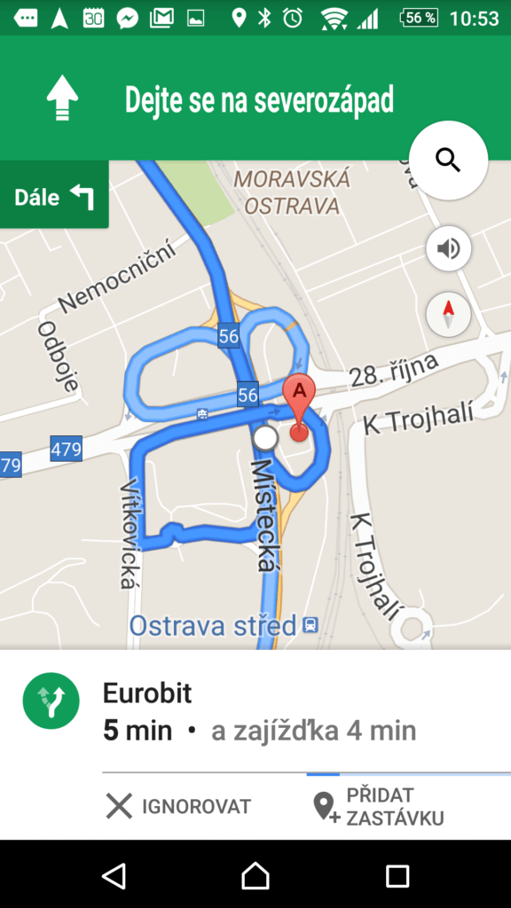 Čerpací stanice v protisměru