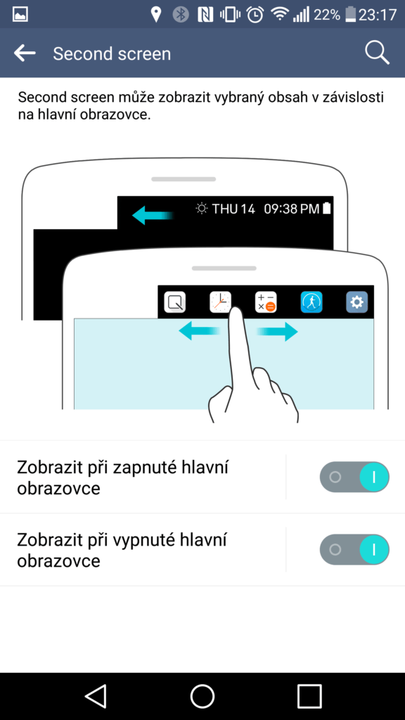 LG V10 sekundární displej nastavení 1
