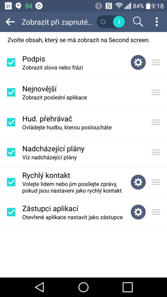 LG V10 sekundární displej nastavení 2