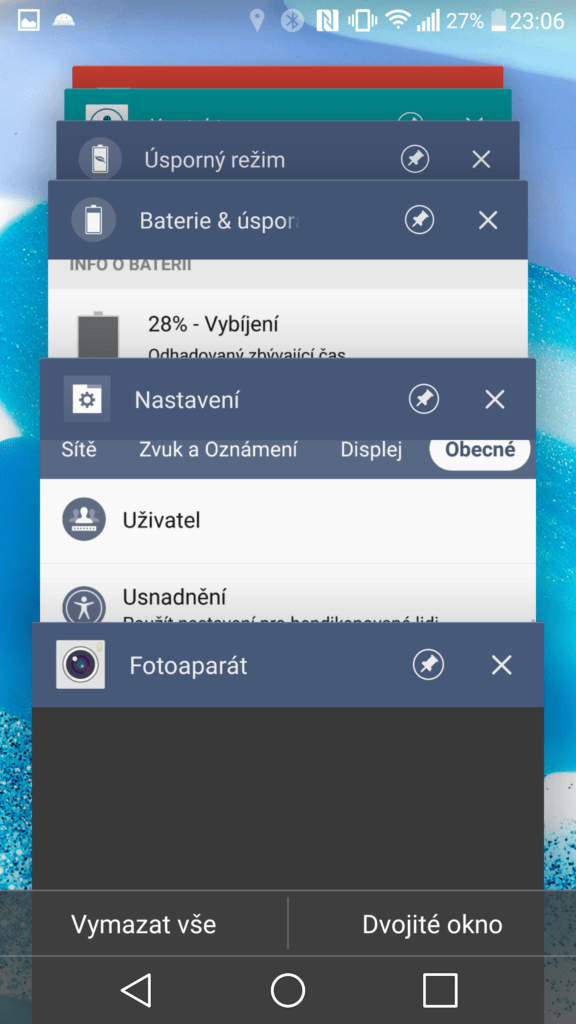 LG V10 systém Android multitasking