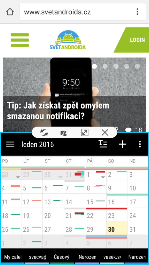 Samsung Galaxy A5 2016 rozdělená obrazovka