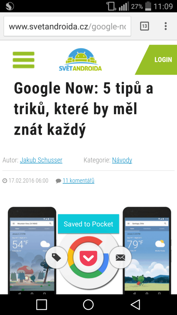 Pocket čtení offline