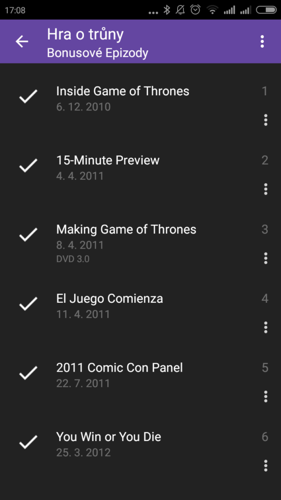 SeriesGuide seriály Android 3