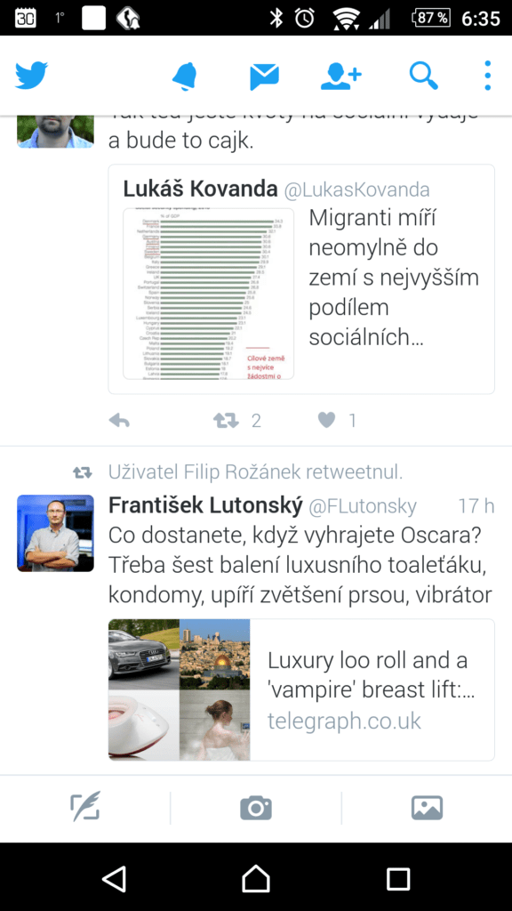 Také Twitter poslouží pro sledování aktualit