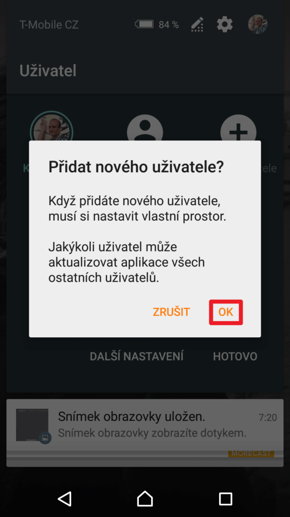 Dialog pro přidání nového uživatele