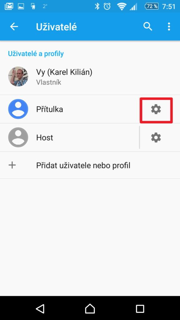 Nastavení uživatele