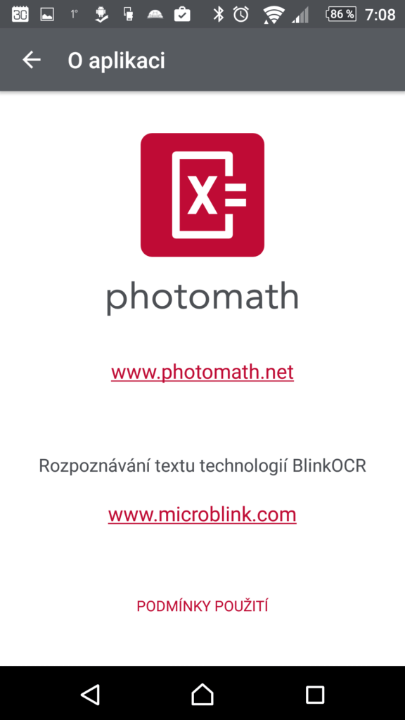 Informace o aplikaci