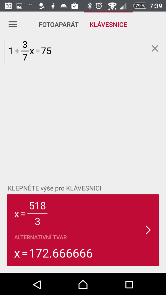 Alternativní formát výsledku