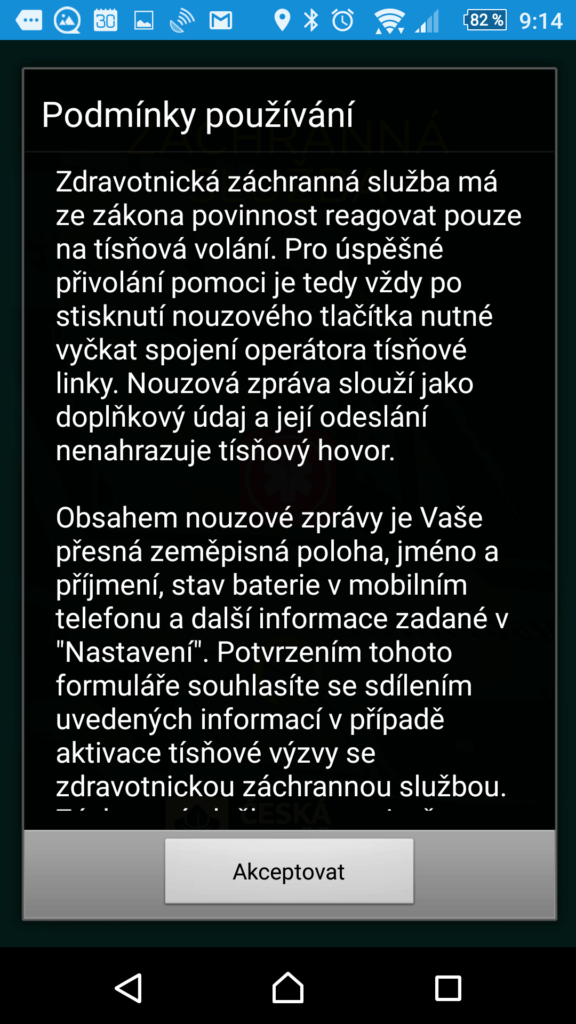 Podmínky používání aplikace Záchranka