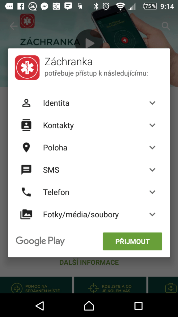 Požadovaná oprávnění