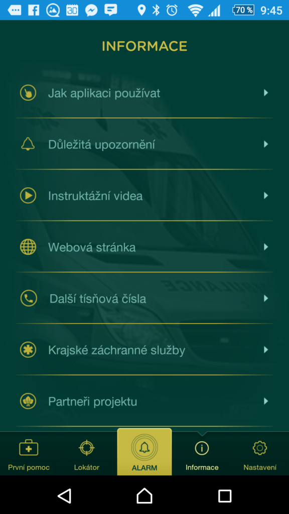 Sekce Informace