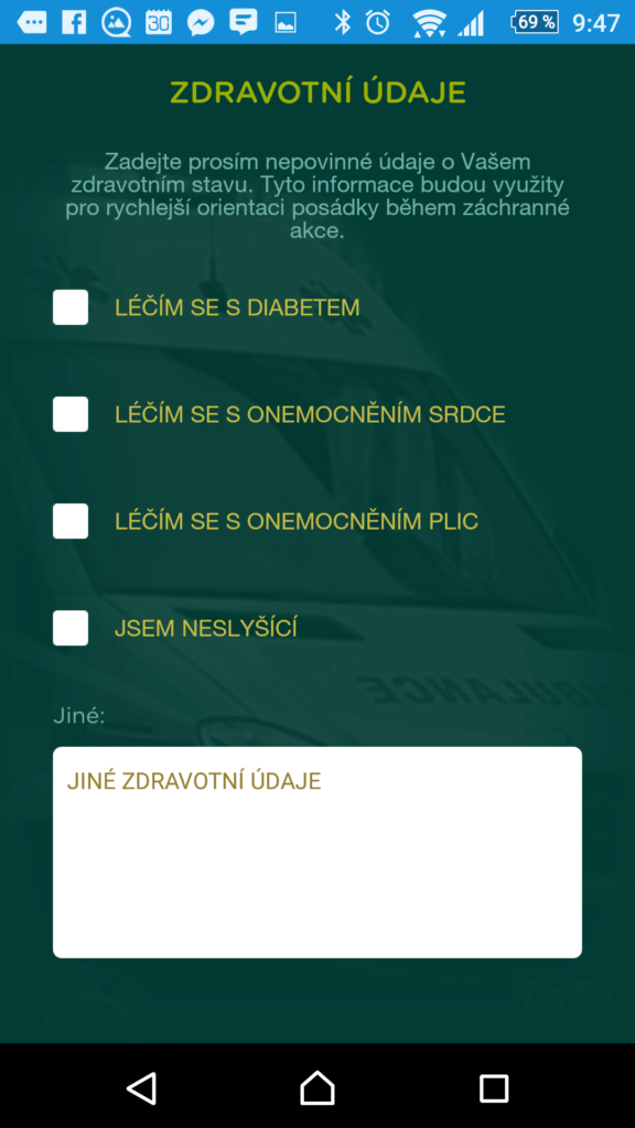 Zdravotní údaje