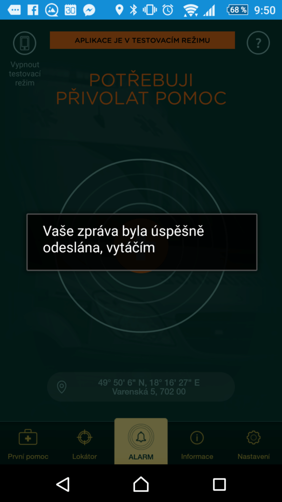 Odeslání a vytáčení