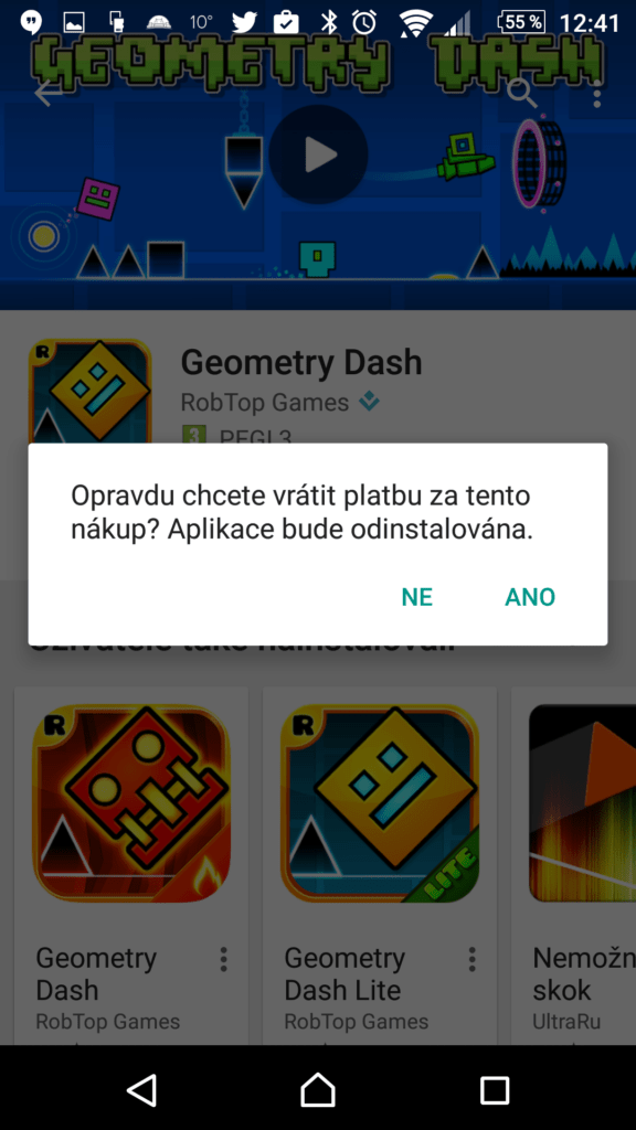 Opravdu chcete vrátit platbu?