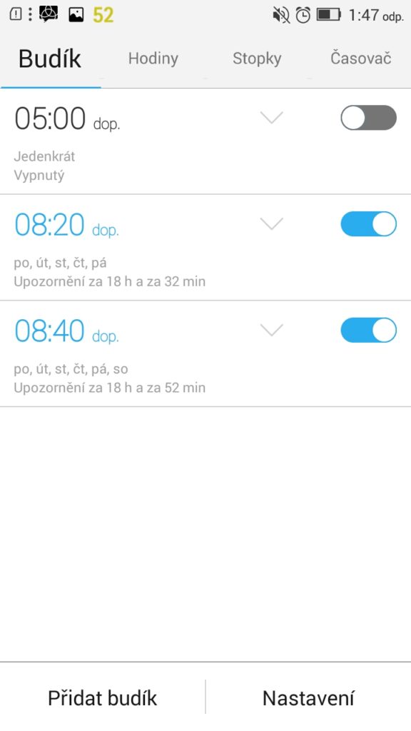 Lenovo P70 hodiny budík
