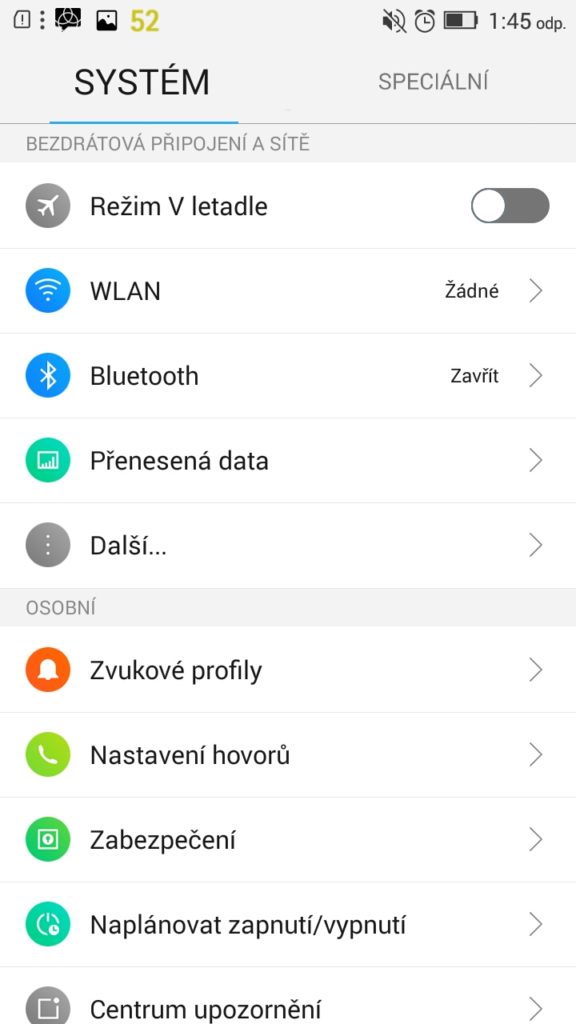 Lenovo P70 menu nastavení 2