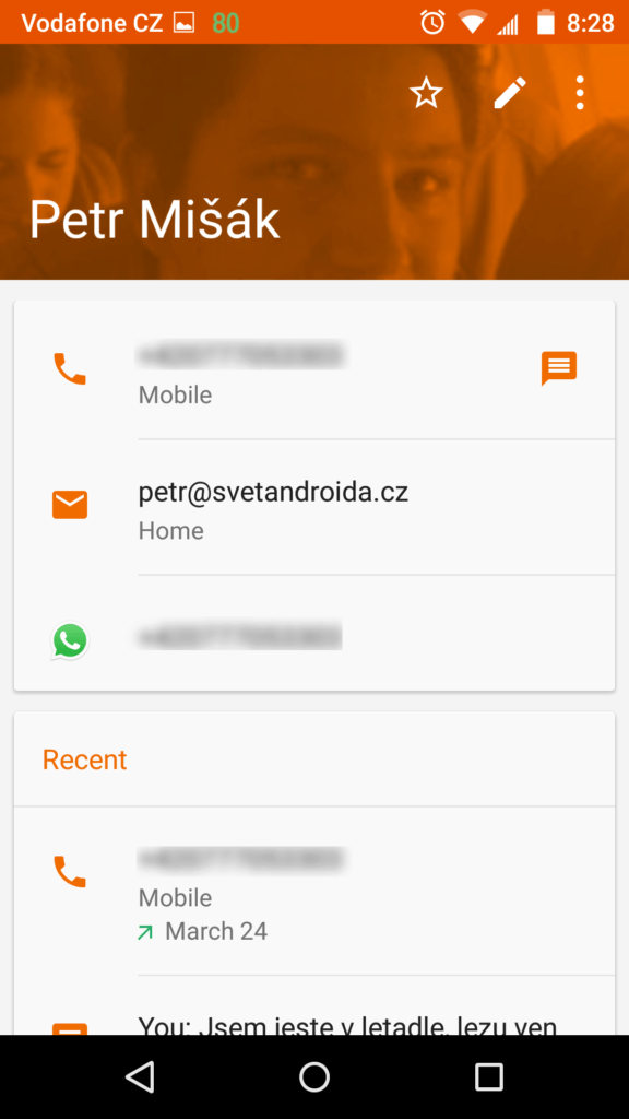 Motorola Moto X 2014 Dialer a kontakty 3