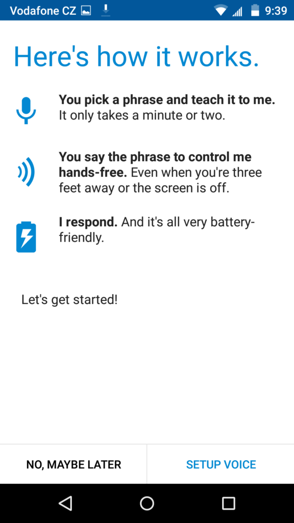 Motorola Moto X 2014 hlasové ovládání