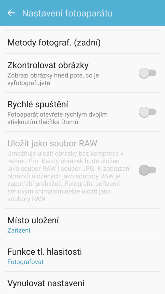 Samsung Galaxy S7 aplikace fotoaparátu 2